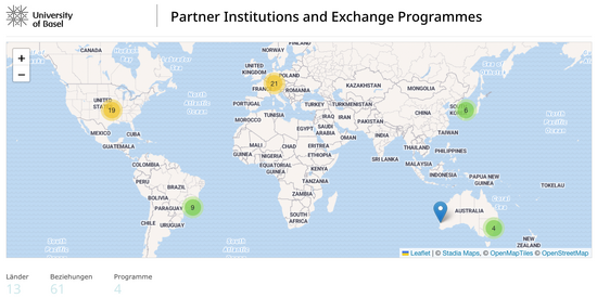 Mobilität Übersicht Student Exchange Uni Basel (Stand: 9.4.2026)
